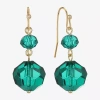 Liz Claiborne Gold Tone Beaded Womens Drop Earrings In Green