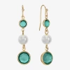 Liz Claiborne Gold Tone Beaded Womens Simulated Pearl Round Drop Earrings In Gold