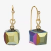 Liz Claiborne Gold Tone Beaded Womens Square Drop Earrings In Green