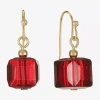 Liz Claiborne Gold Tone Beaded Womens Square Drop Earrings In Red