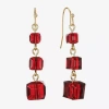Liz Claiborne Gold Tone Beaded Womens Square Drop Earrings In Gold