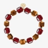 Liz Claiborne Gold Tone Beaded Womens Square Stretch Bracelet In Red
