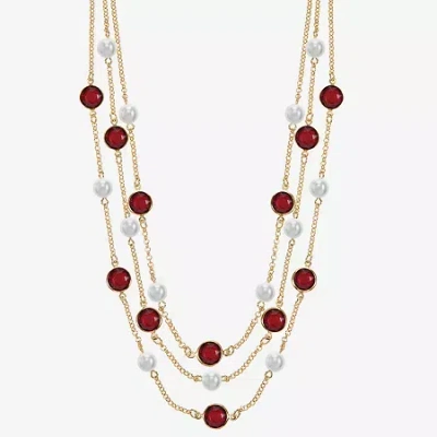 Liz Claiborne Gold Tone Multi Strand Womens 18 Inch Statement Necklace