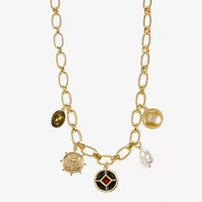 Liz Claiborne Gold Tone Nautical Charm Womens 17 Inch Collar Necklace