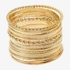 Liz Claiborne Gold-tone Textured Bangle Set In Yellow