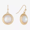 Liz Claiborne Gold Tone Womens Drop Earrings In White