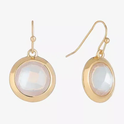 Liz Claiborne Gold Tone Womens Drop Earrings In White
