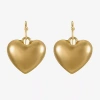 Liz Claiborne Gold Tone Womens Heart Drop Earrings In Gold
