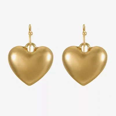 Liz Claiborne Gold Tone Womens Heart Drop Earrings