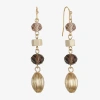 Liz Claiborne Gold Tone Womens Round Drop Earrings In Gold