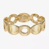 Liz Claiborne Hammered Disc Womens Stretch Bracelet In Gold