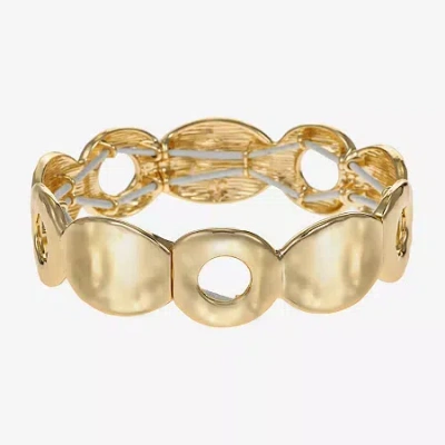 Liz Claiborne Hammered Disc Womens Stretch Bracelet In Gold