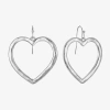 Liz Claiborne Hammered Open Womens Heart Drop Earrings In Silver