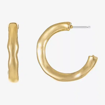 Liz Claiborne Hammered Womens 23mm Hypoallergenic Hoop Earrings In Yellow