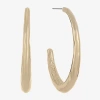 Liz Claiborne Hammered Womens 44.5mm Hypoallergenic Hoop Earrings In Gold