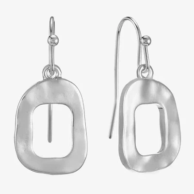 Liz Claiborne Hammered Womens Drop Earrings In Silver