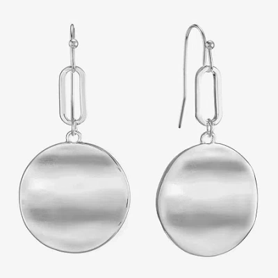 Liz Claiborne Hammered Womens Round Drop Earrings In Metallic