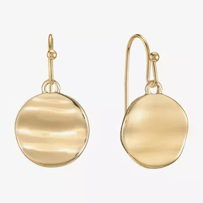 Liz Claiborne Hammered Womens Round Drop Earrings In Gold