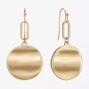 Liz Claiborne Hammered Womens Round Drop Earrings In Gold
