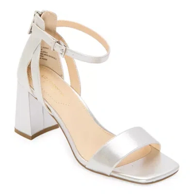 Liz Claiborne Harnie Womens Square Open Toe Block Heel Pumps In Silver