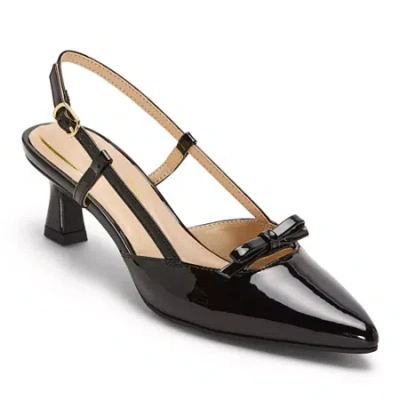 Liz Claiborne Harty Womens Pointed Closed Toe Cone Heel Pumps In Black