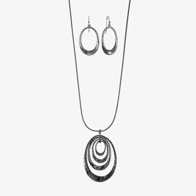 Liz Claiborne Hematite Pendant Necklace And Drop Earring Womens 2-pc. Jewelry Set In Multi