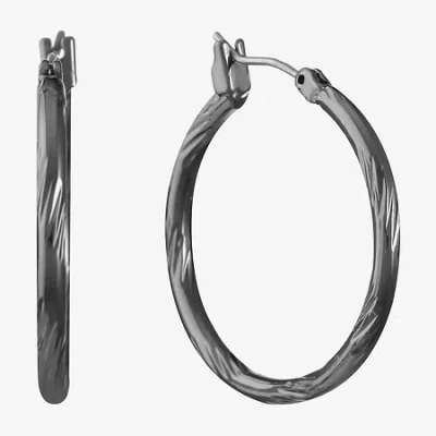 Liz Claiborne Hematite Womens 22mm Hypoallergenic Hoop Earrings In Gray