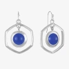 Liz Claiborne Hexagon Womens Drop Earrings In Blue