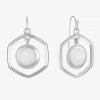 Liz Claiborne Hexagon Womens Drop Earrings In White