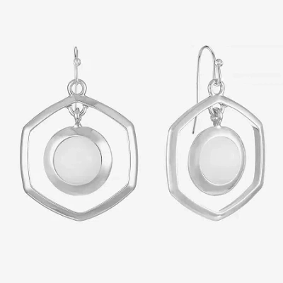 Liz Claiborne Hexagon Womens Drop Earrings In White