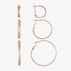 Liz Claiborne Hoop Womens Hypoallergenic 3 Pair Earring Set In Pink