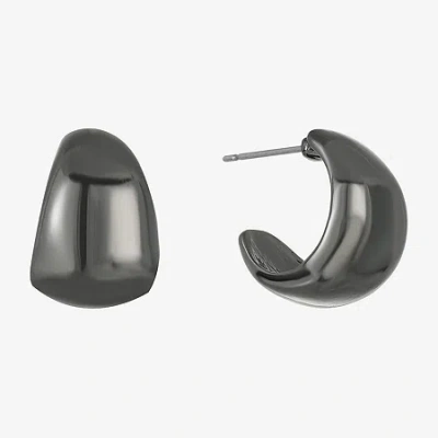 Liz Claiborne Huggie Womens 16.6mm Hypoallergenic Hoop Earrings In Black