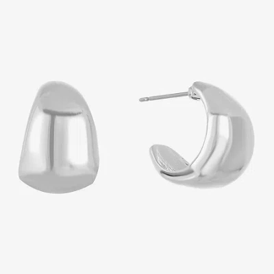 Liz Claiborne Huggie Womens 16.6mm Hypoallergenic Hoop Earrings In Gray