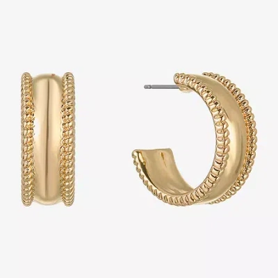 Liz Claiborne Huggie Womens 22mm Hypoallergenic Hoop Earrings In Gold