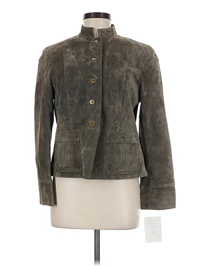 Liz Claiborne Womens Faux Leather Midweight Cropped Jacket In Brown