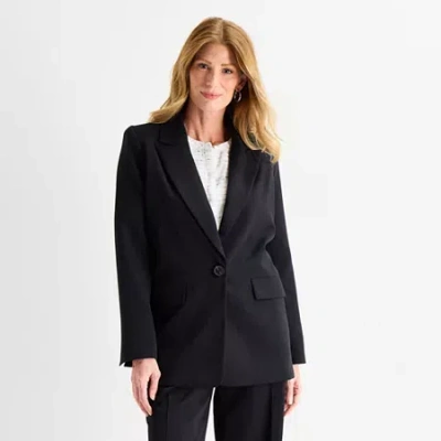 Liz Claiborne Kate Womens Petite Classic Fit Blazer In Black