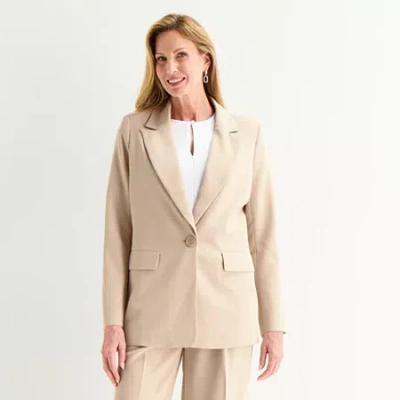 Liz Claiborne Kate Womens Petite Classic Fit Blazer In Brown