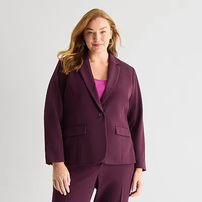 Liz Claiborne Kate Womens Plus Classic Fit Blazer In Purple