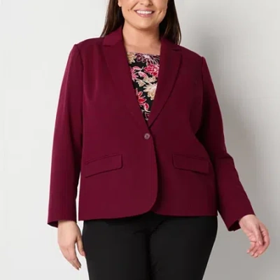 Liz Claiborne Kate Womens Plus Classic Fit Blazer In Red