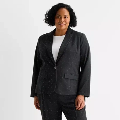 Liz Claiborne Kate Womens Plus Stretch Fabric Classic Fit Blazer In Black