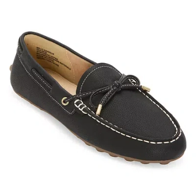 Liz Claiborne Kingslie Womens Moc Closed Toe Loafers In Black