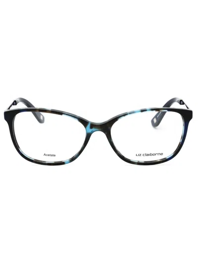 Liz Claiborne L 647 Eyeglasses In 0ipr 00 - Havana Blue/clear Demo Lens