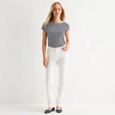 Liz Claiborne Lana Womens High Rise Straight Leg Jean In White