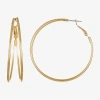 Liz Claiborne Large Wire Womens 48.3mm Hypoallergenic Hoop Earrings In Gold
