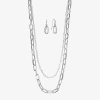 Liz Claiborne Layered Necklace And Drop Earring Womens 2-pc. Jewelry Set In Silver