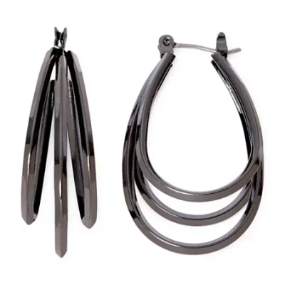 Liz Claiborne Layered Womens 1 Inch Hypoallergenic Hoop Earrings In Gray