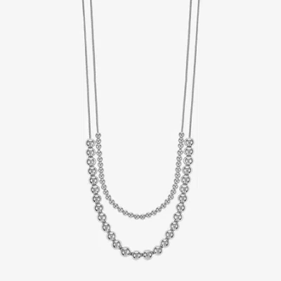 Liz Claiborne Layered Womens 17 Inch Collar Necklace In Silver
