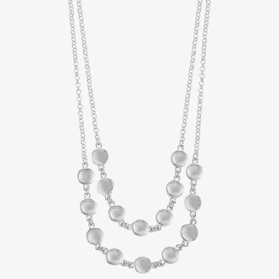 Liz Claiborne Layered Womens 17 Inch Strand Necklace In Silver