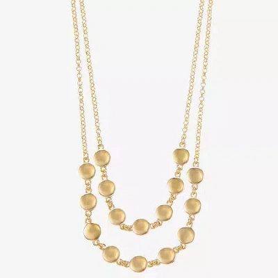 Liz Claiborne Layered Womens 17 Inch Strand Necklace In Gold