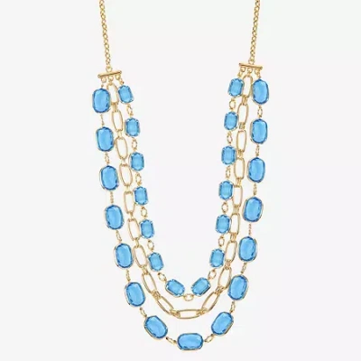 Liz Claiborne Layered Womens 18 Inch Statement Necklace In Blue